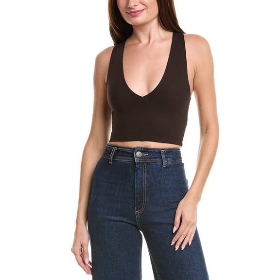 Leset womens Rio V Crop Tank, XL, Brown