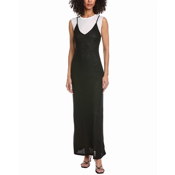 Leset womens Rozzi V Neck Muscle Maxi Dress, s, Black