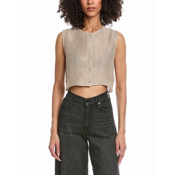 Leset womens  Stella Linen-Blend Vest, l, Brown