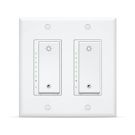 Lesim Smart Wi-Fi Dimmer Switch 2Gang Compatible with Alexa and Google Assistant, Single Pole, Needs Neutral Wire