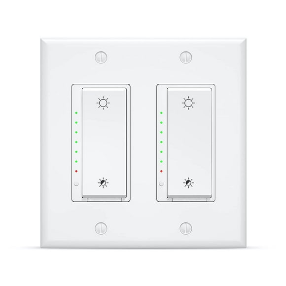 Lesim Smart Wi-Fi Dimmer Switch 2Gang Compatible with Alexa and Google Assistant, Single Pole, Needs Neutral Wire