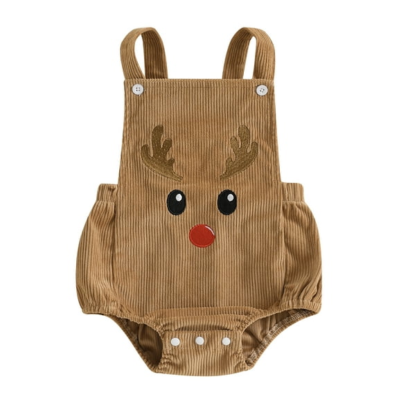Lesimsam Newborn Boys Romper Overalls 0M 3M 6M 12M 18M Casual Elk/Snowman Pattern Christmas Sleeveless Jumpsuit for Cute Clothes Infant Clothing