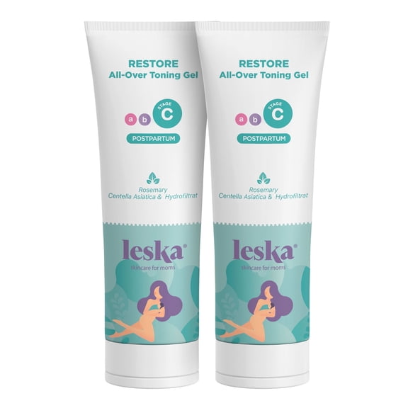 Leska Maternity Stage C Set 2-Pack Bundle | RESTORE All-Over Toning Gel l (Postpartum) | Part of a Complete 3 Part Pregnancy Skin Care System (Set of 2, 4oz each)