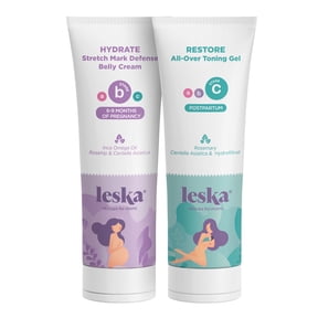 Leska Maternity Stages B & C Set | HYDRATE Stretch Mark Cream & RESTORE Toning Gel | Pregnant Moms 6-9 Months & Postpartum | 2-Piece, 4oz Each