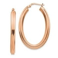 thumbnail image 1 of Leslie 10K Rose Gold Polish Oval Hoop Earrings, 1 of 2