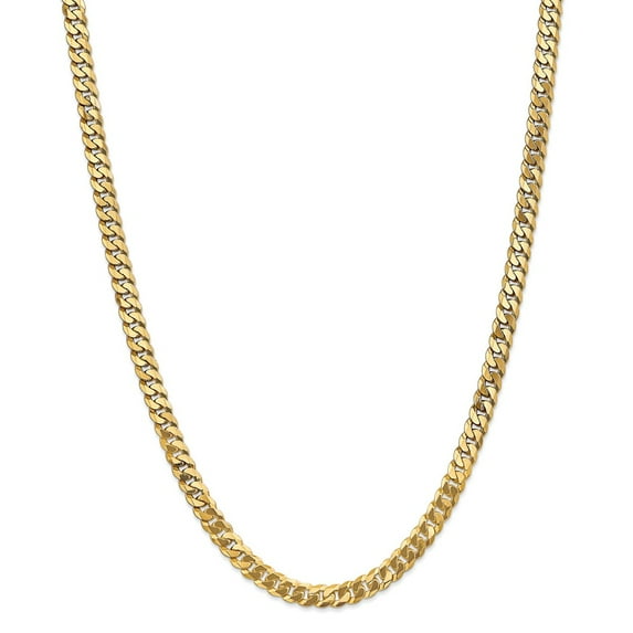 Leslie 14k Yellow Gold 6.1mm Beveled Curb Chain