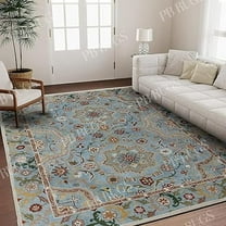 Leslie 5' X 8' Area Rug Handcrafted Motif Floral Design Oriental Traditional Design Non-Shedding Fine Wool Pile & Easy-Care Areas in Living Room Bedroom