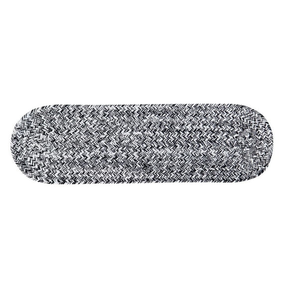 Leslie Country Black & White Area Rug Oval 8"x 28" Oval