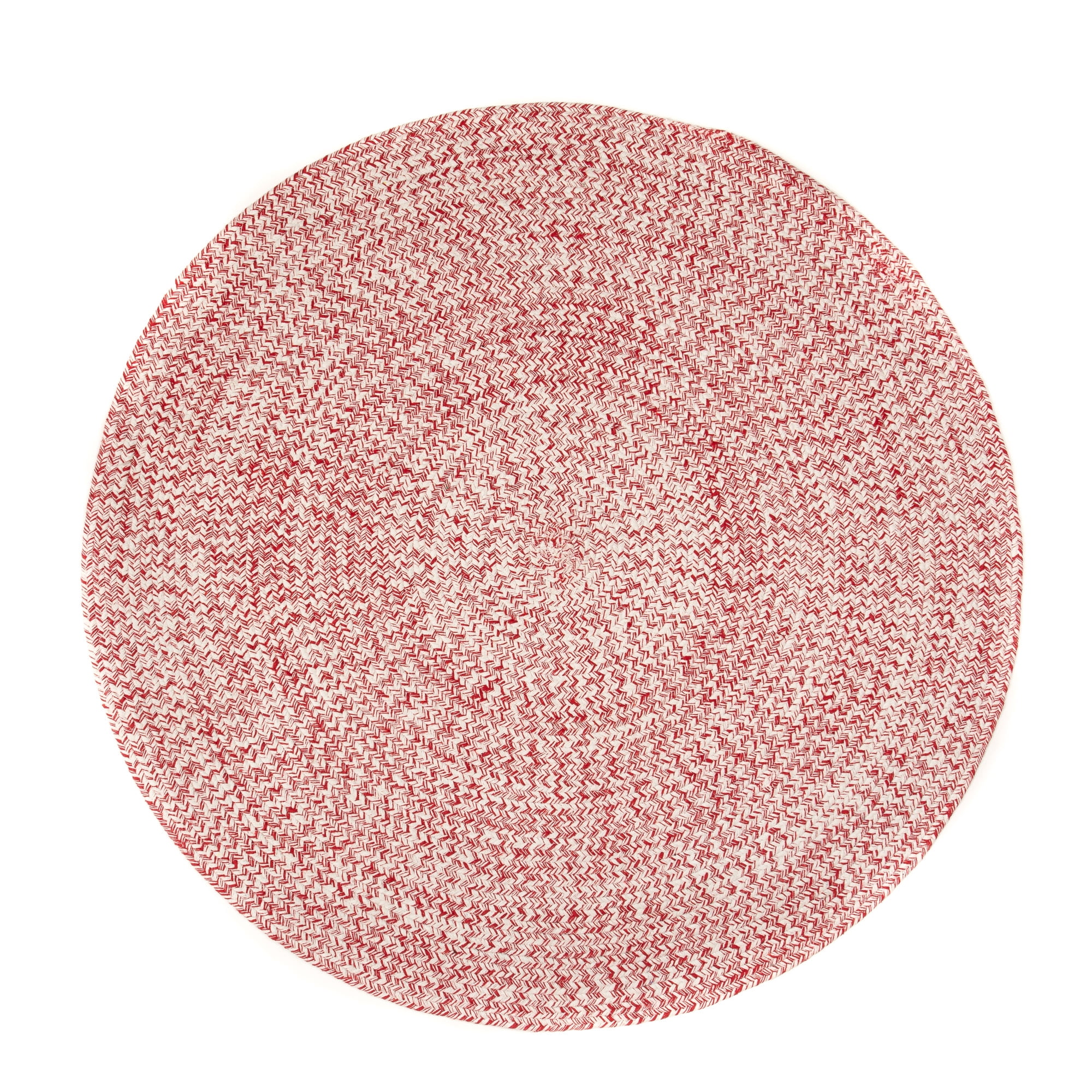 Leslie Country Red & White Area Rug Round 4' x 4' Round - Walmart.com