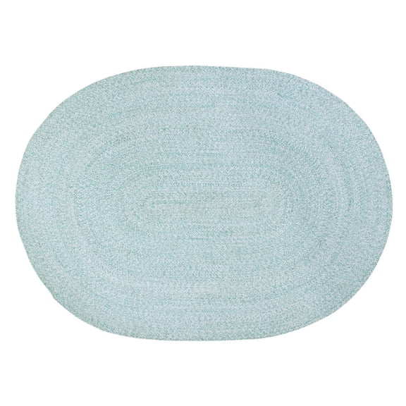 Leslie Country Turquoise & White Area Rug Half Circle 20" x 40" Half Circle
