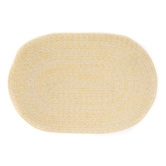 Leslie Country Yellow & White Area Rug Oval 6' x 9' Oval