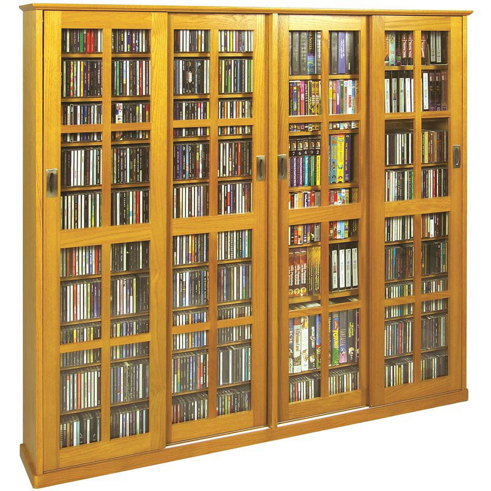 Leslie Dame 4 Glass Door CD DVD Wooden Wall Media Storage Cabinet in ...