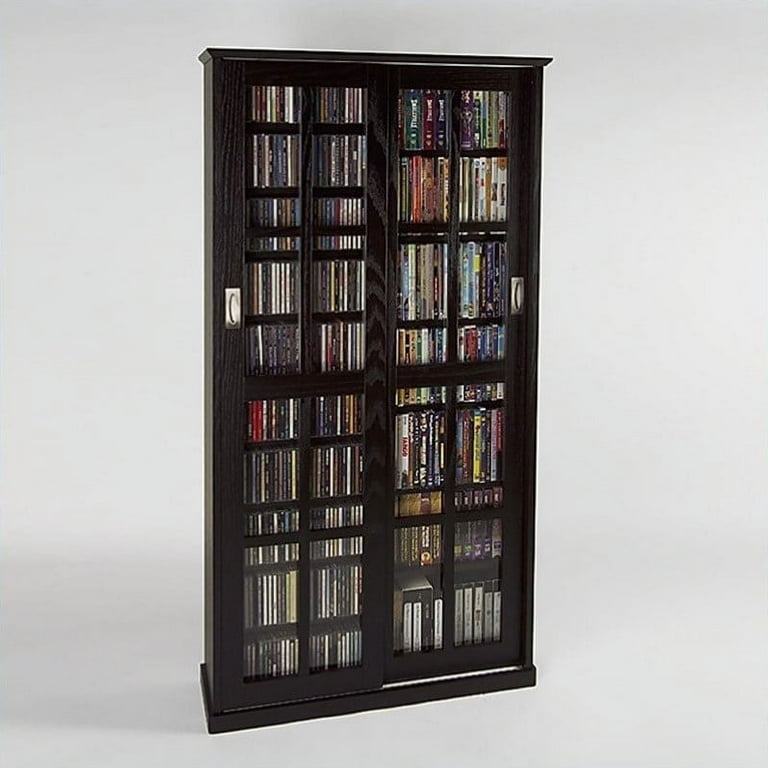 Sliding Glass Door Dvd Cabinet Media Storage Cabinet With Doors