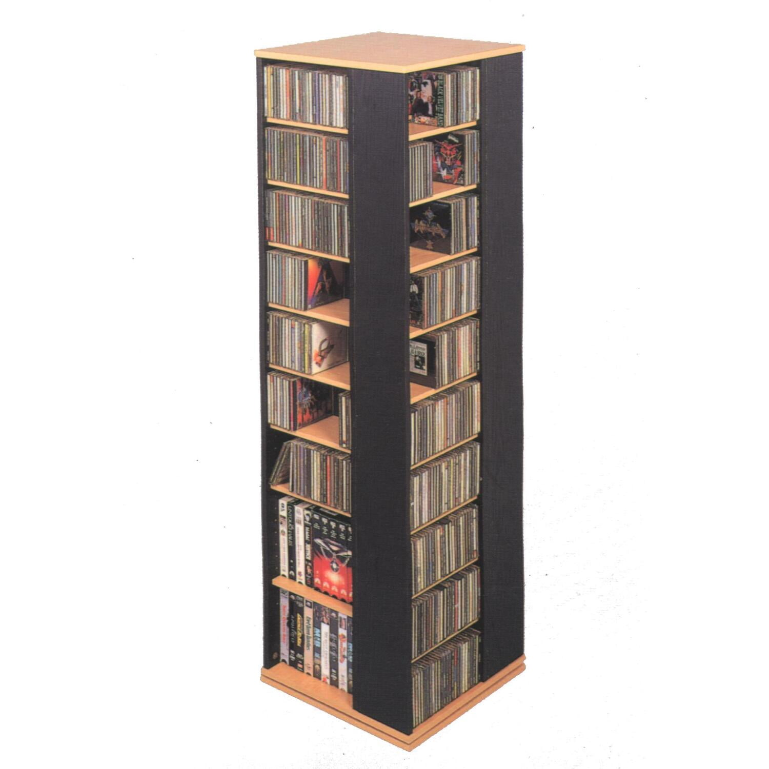 Leslie Dame High Capacity Spinning Multimedia Tower-Finish:Oak