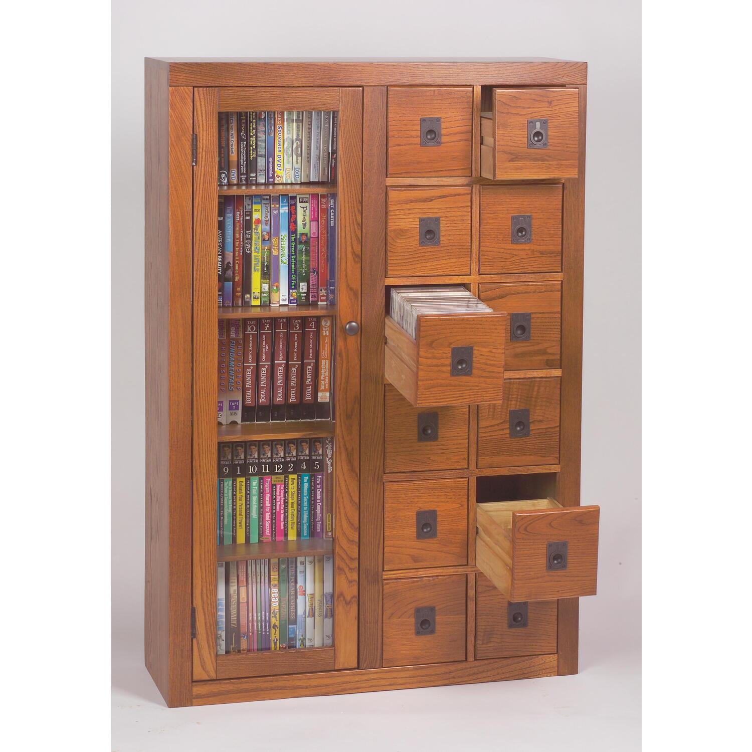 Leslie Dame Librarian's Glass Door Multimedia Cabinet-Finish:Dark