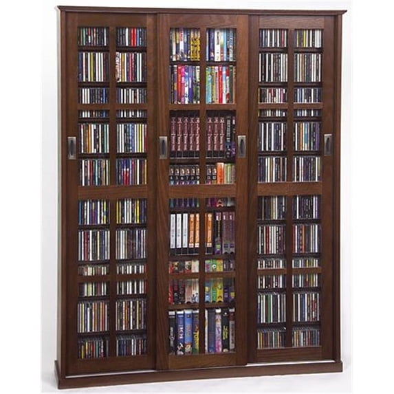 Leslie Dame 62" Sliding Door Inlaid Glass Multimedia Cabinet in Black