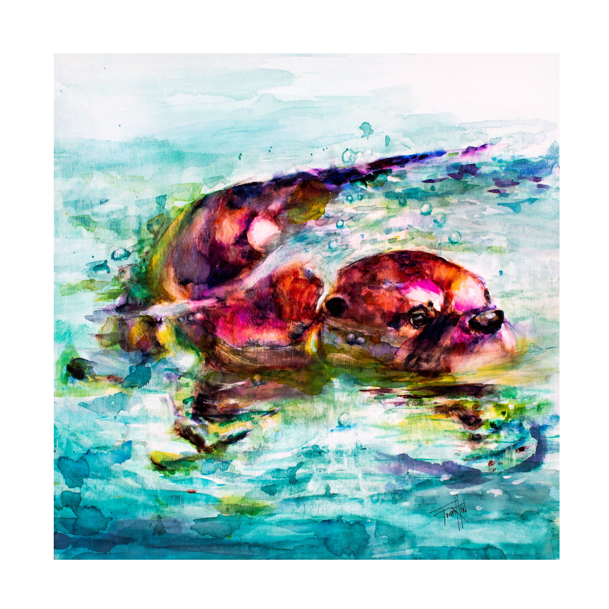 Leslie Franklin 'Water Otter' Canvas Art