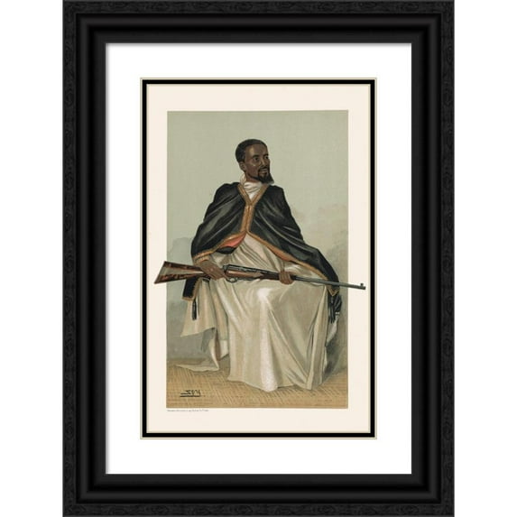 Leslie Matthew Ward 11x14 Black Ornate Wood Framed Double Matted Museum Art Print Titled: An Abysinnian General, H.H. Ras Makunan (1903)