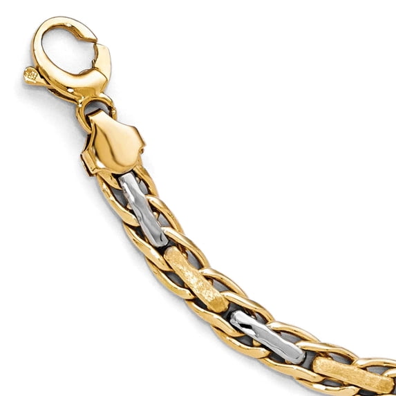 Leslie's 14K Two-tone Polished and Brushed Link Bracelet