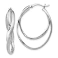 thumbnail image 1 of Leslie's 925 Sterling Silver Polished and Textured Hoop Earrings; for Adults and Teens; for Women and Men, 1 of 3