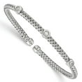 thumbnail image 1 of Leslie's 925 Sterling Silver Rhodium-plated CZ Woven Flexible Cuff; for Adults and Teens; for Women and Men, 1 of 2