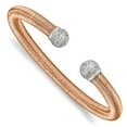 thumbnail image 1 of Leslie's 925 Sterling Silver Rose Rhodium CZ Textured Cuff Bangle; for Adults and Teens; for Women and Men, 1 of 2