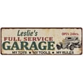 thumbnail image 1 of Leslie's Full Service Garage Metal Sign 6x18 Rusty Man Cave 206180047303, 1 of 1
