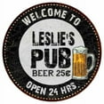 thumbnail image 1 of Leslie's Pub 12" Round Metal Sign Beer Bar Black Wall Décor Gift 200120039313, 1 of 1