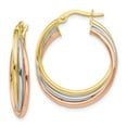 thumbnail image 1 of Leslie's Real 10kt Tri-color Polished and Textured Twisted Hoop Earrings; for Adults and Teens; for Women and Men, 1 of 3