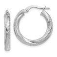 thumbnail image 1 of Leslie's Real 10kt White Gold Textured Hinged Hoop Earrings; for Adults and Teens; for Women and Men, 1 of 2