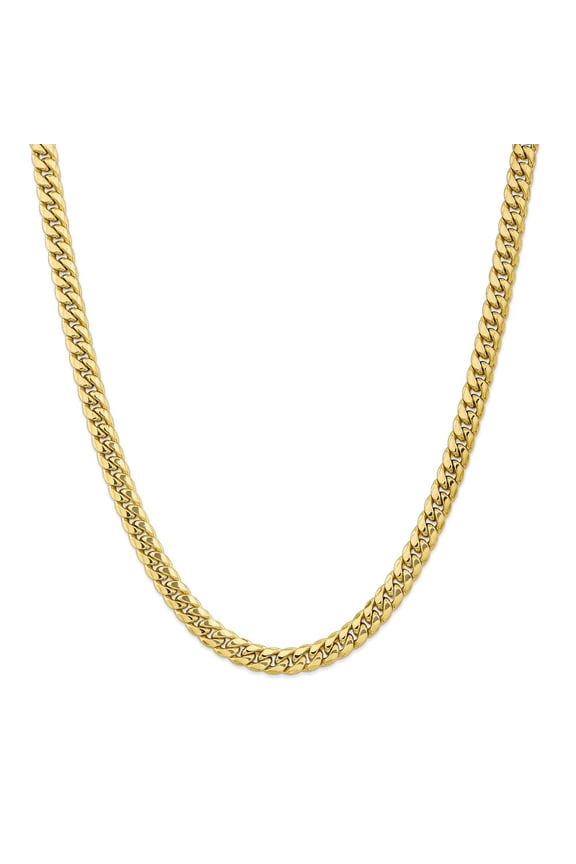 Leslie's Real 10kt Yellow Gold 7.3mm Semi-Solid Miami Cuban Chain; 20 inch; for Adults and Teens; for Women and Men