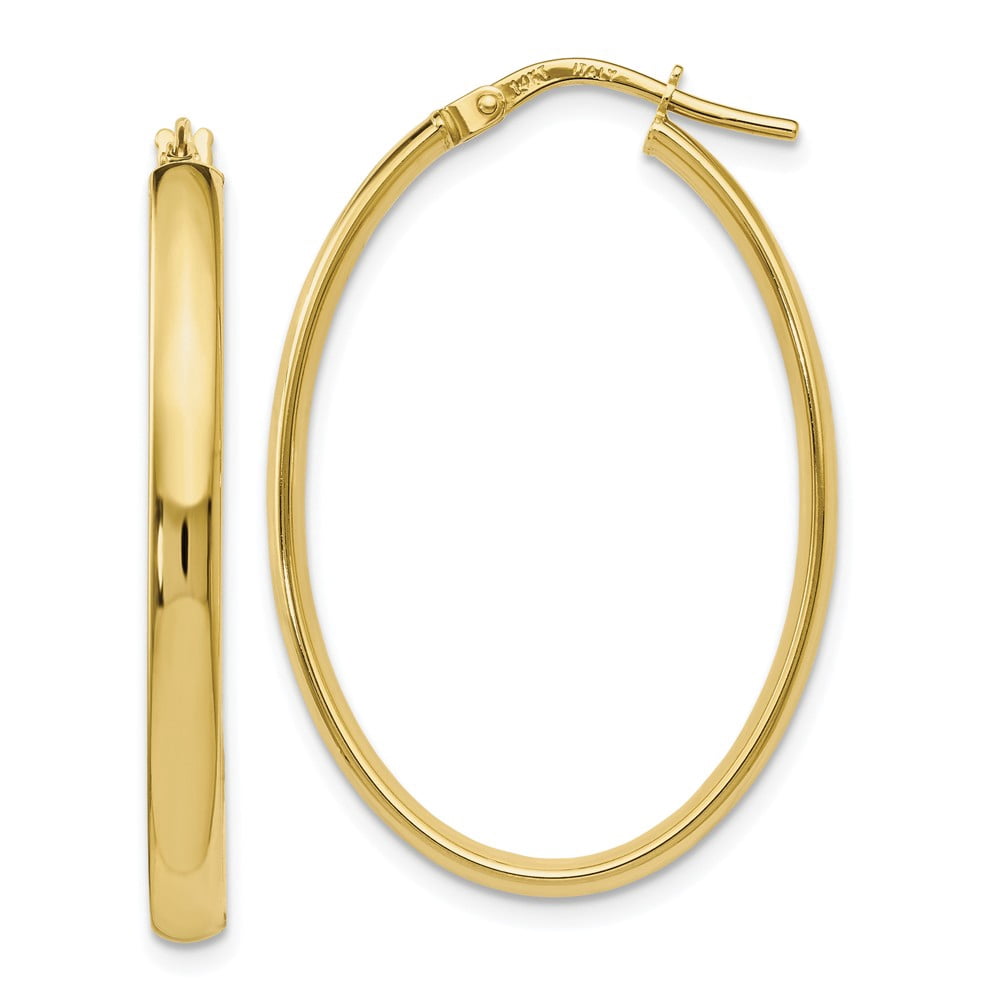 Leslie's Real 10kt Yellow Gold Polished Oval Hoop Earrings; for Adults and Teens; for Women and Men