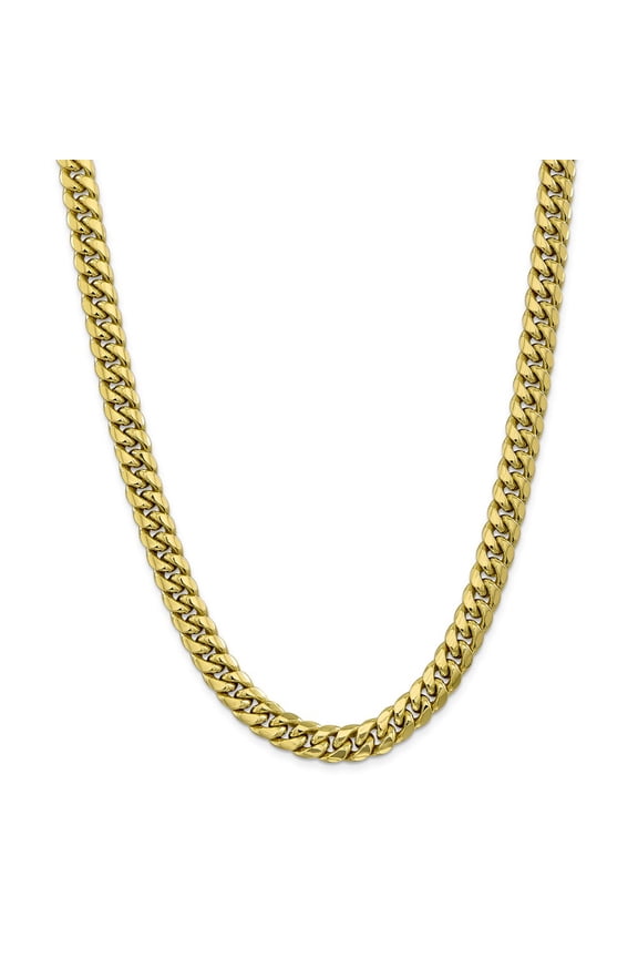 Leslie's Real 10kt Yellow Gold Semi-Solid 9.3mm Miami Cuban Chain; 22 inch; for Adults and Teens; for Women and Men