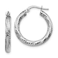 thumbnail image 1 of Leslie's Real 14kt 3x15 White Gold Diamond Cut Round Hoop Earrings; for Adults and Teens; for Women and Men, 1 of 3