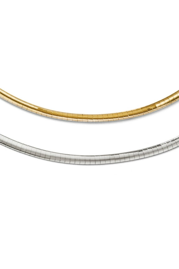 Leslie's Real 14kt Two-tone Supreme Reversible Omega Necklace; 18 inch; for Adults and Teens; for Women and Men