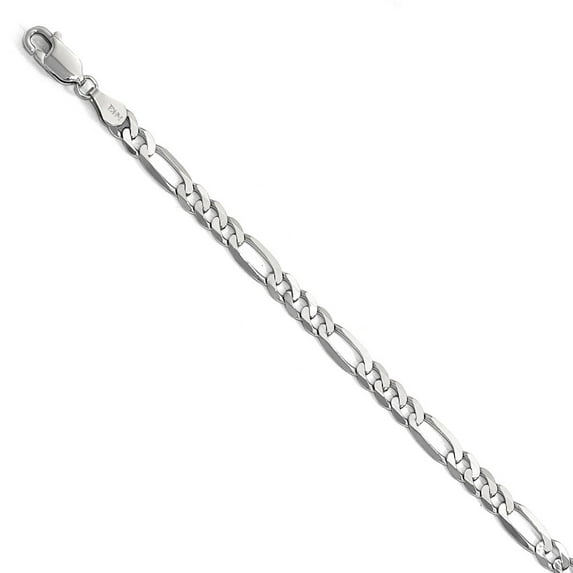 Leslie's Real 14kt White Gold 5mm Flat Figaro Chain; 7 inch; Lobster Clasp; for Adults and Teens