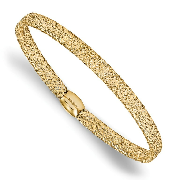 Leslie's Real 14kt Yellow Gold Fancy Stretch Bangle Chain Bracelet