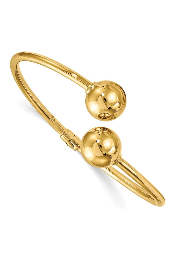 Leslie's Real 14kt Yellow Gold Polished Hinged Cuff Bangle; for Adults and Teens; for Women and Men
