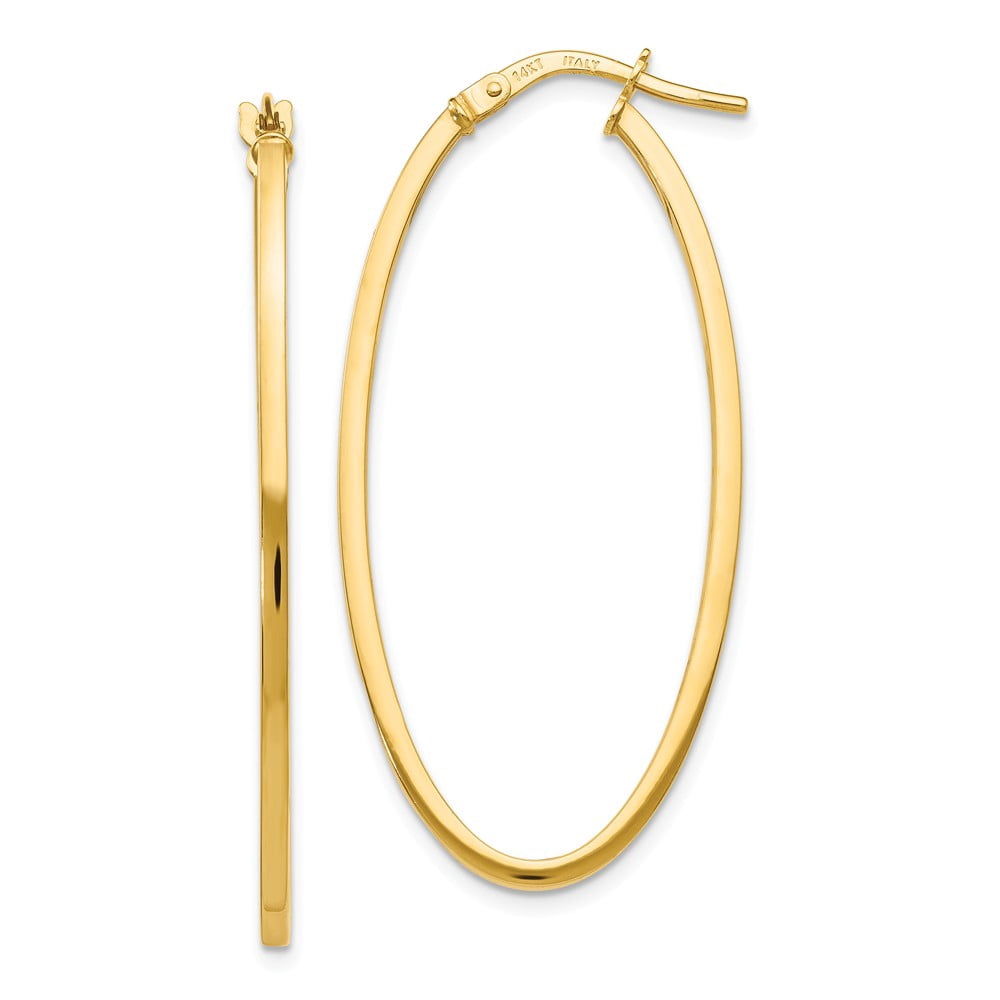 Leslie's Real 14kt Yellow Gold Polished Oval Hoop Earrings; for Adults and Teens; for Women and Men