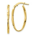 thumbnail image 1 of Leslie's Real 14kt Yellow Gold Twisted Oval Hoop Earrings; for Adults and Teens; for Women and Men, 1 of 3