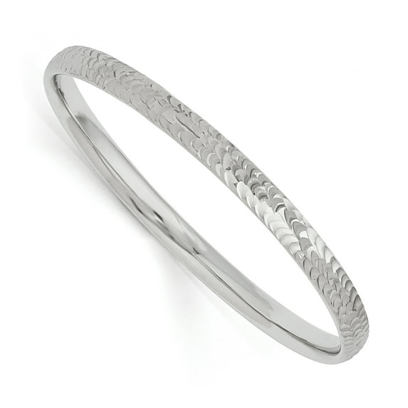 Leslie's SS Radiant Essence Rhodium-plated Satin and D/C Bangle