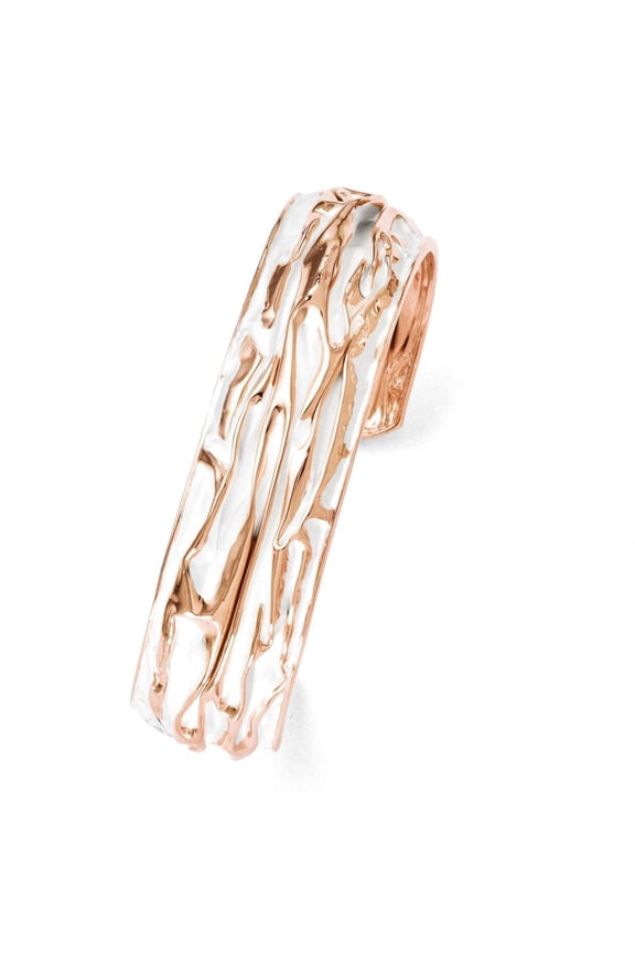 Leslie's SS Rose Gold-plated Small Domed Scrunch Bangle