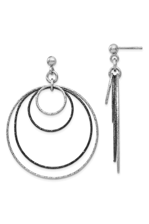 Leslie's SS and Ruthenium Plated D/C Post Hoop Earrings