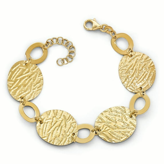 Finest Gold Sterling Silver Gold-Plated Textured with 1 in. Bracelet