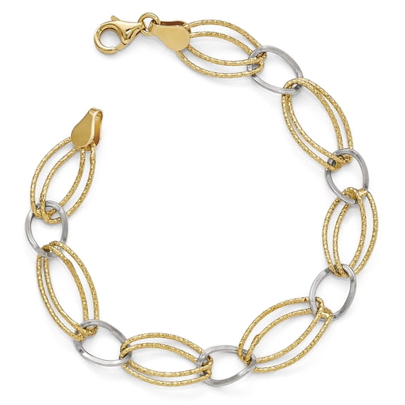 Leslie's Sterling Silver Gold-tone Flash 18k Plated Link Bracelet