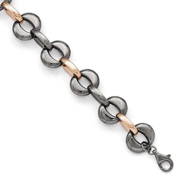 Finest Gold Sterling Silver Ruthenium & Rose-Tone Flash 24k Plated Bracelet