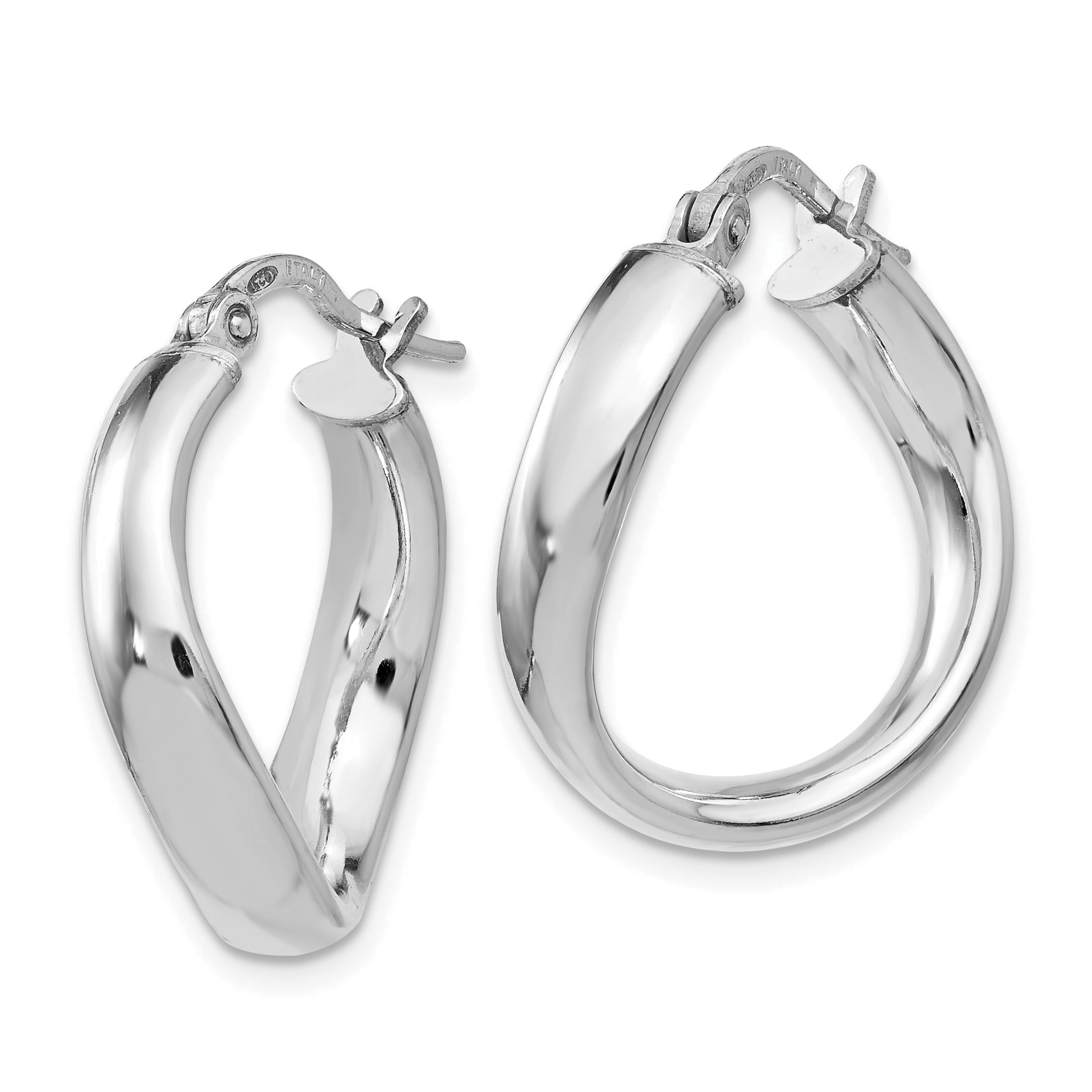 Fine Color Jewels Twisted Hoop Earrings Sterling Silver Rhodium Plated Wire & Clutch Closure for Women