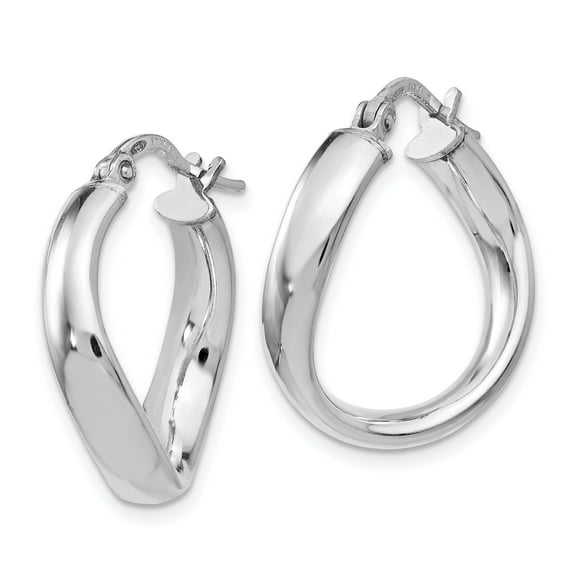 Twisted Hoop Earrings Sterling Silver Rhodium Plated Lightweight Jewelry Gift for Women