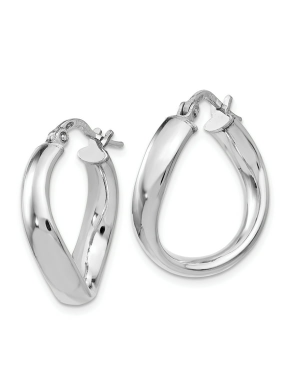 Twisted Hoop Earrings Sterling Silver Rhodium Plated Lightweight Jewelry Gift for Women