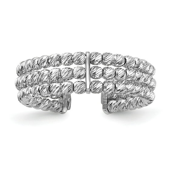 Leslies 14K White 3 Band Beaded Adjustable Ring